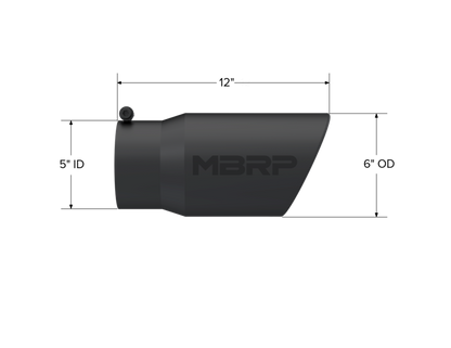 Tip. 6in. O.D. Angled Rolled End 5in. inlet 12in. length. Black Coated. by MBRP Exhaust