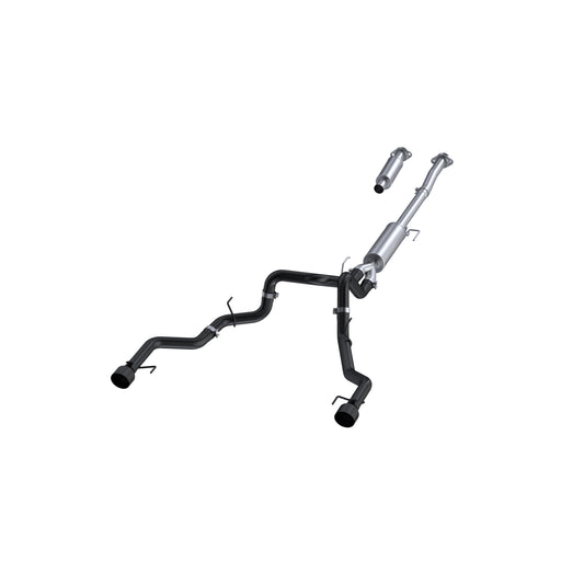 3in. Cat-Back. Dual Split Rear Exit. Black-Coated Aluminized Steel. by MBRP Exhaust