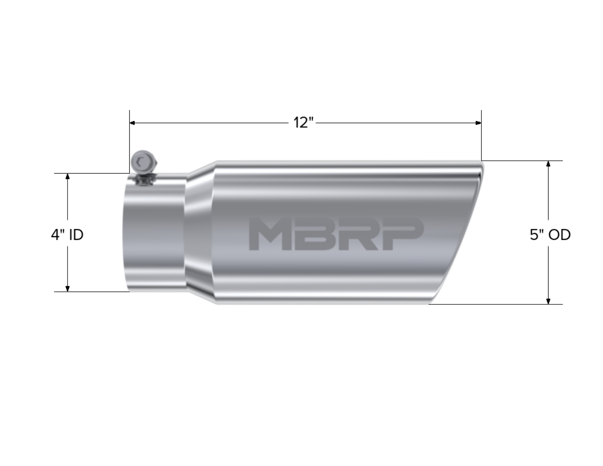 5" Inlet OD. Angled Rolled End. 4" Inlet ID. 12" Length. T304 by MBRP Exhaust