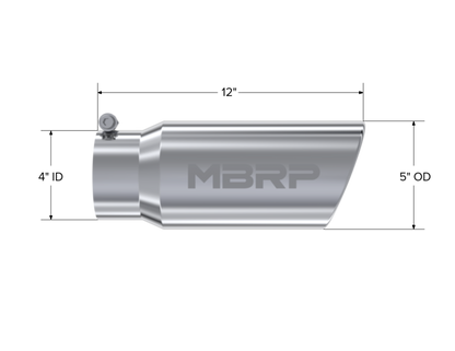 5" Inlet OD. Angled Rolled End. 4" Inlet ID. 12" Length. T304 by MBRP Exhaust