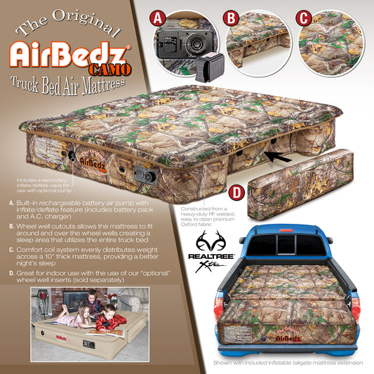 Mid-Size 5-5.5ft Truck Air Mattress with Built in Pump and Rechargeable Battery by AirBedz