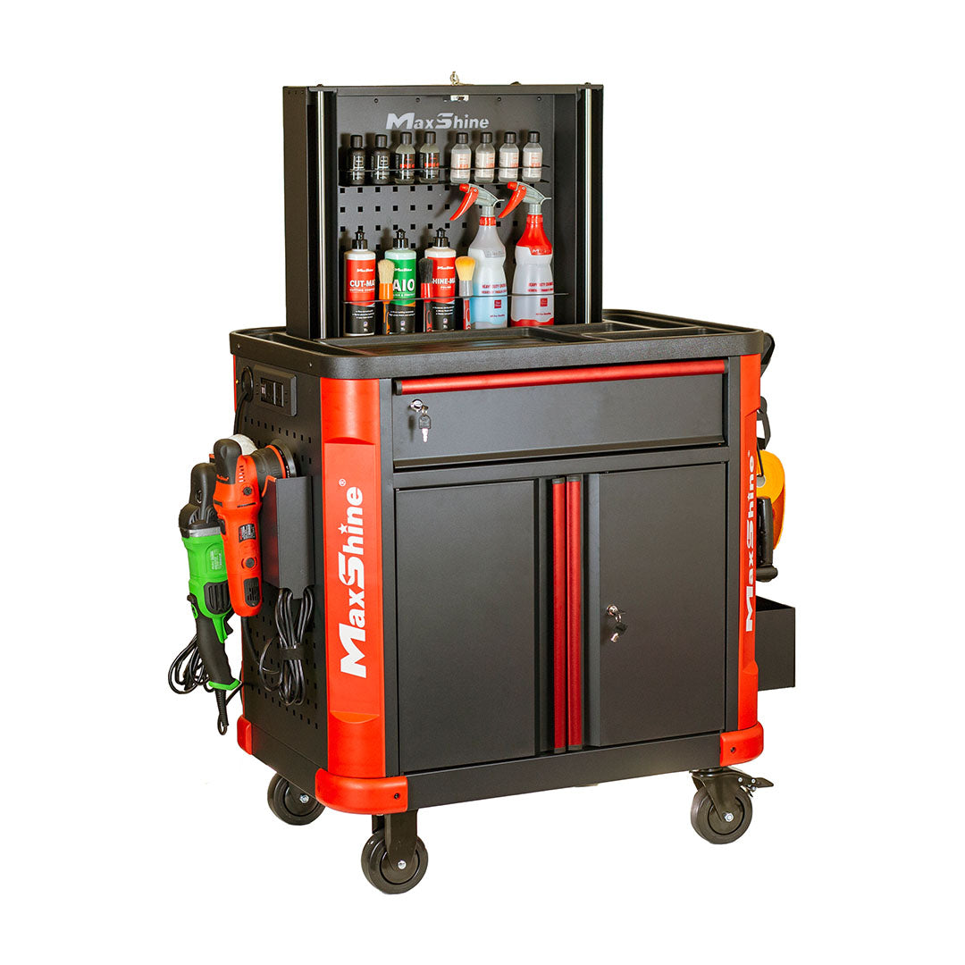 Auto Detailing Cart with Power Strip by MaxshineUSA