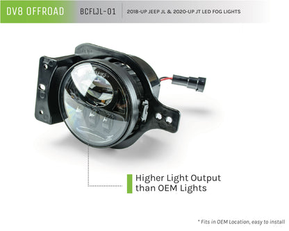 Jeep JL/Gladiator LED Fog Light With 2 Brackets by DV8 Offroad