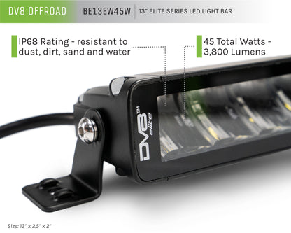 UNVL 13in. HIGH PROFILE LED LIGHT BAR w/ FLOOD/SPOT COMBO PATTERN/SIDE MOUNTS by DV8 Offroad