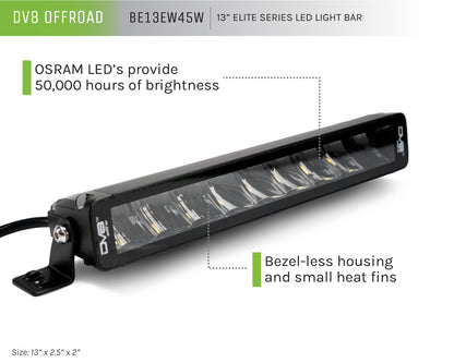 UNVL 13in. HIGH PROFILE LED LIGHT BAR w/ FLOOD/SPOT COMBO PATTERN/SIDE MOUNTS by DV8 Offroad