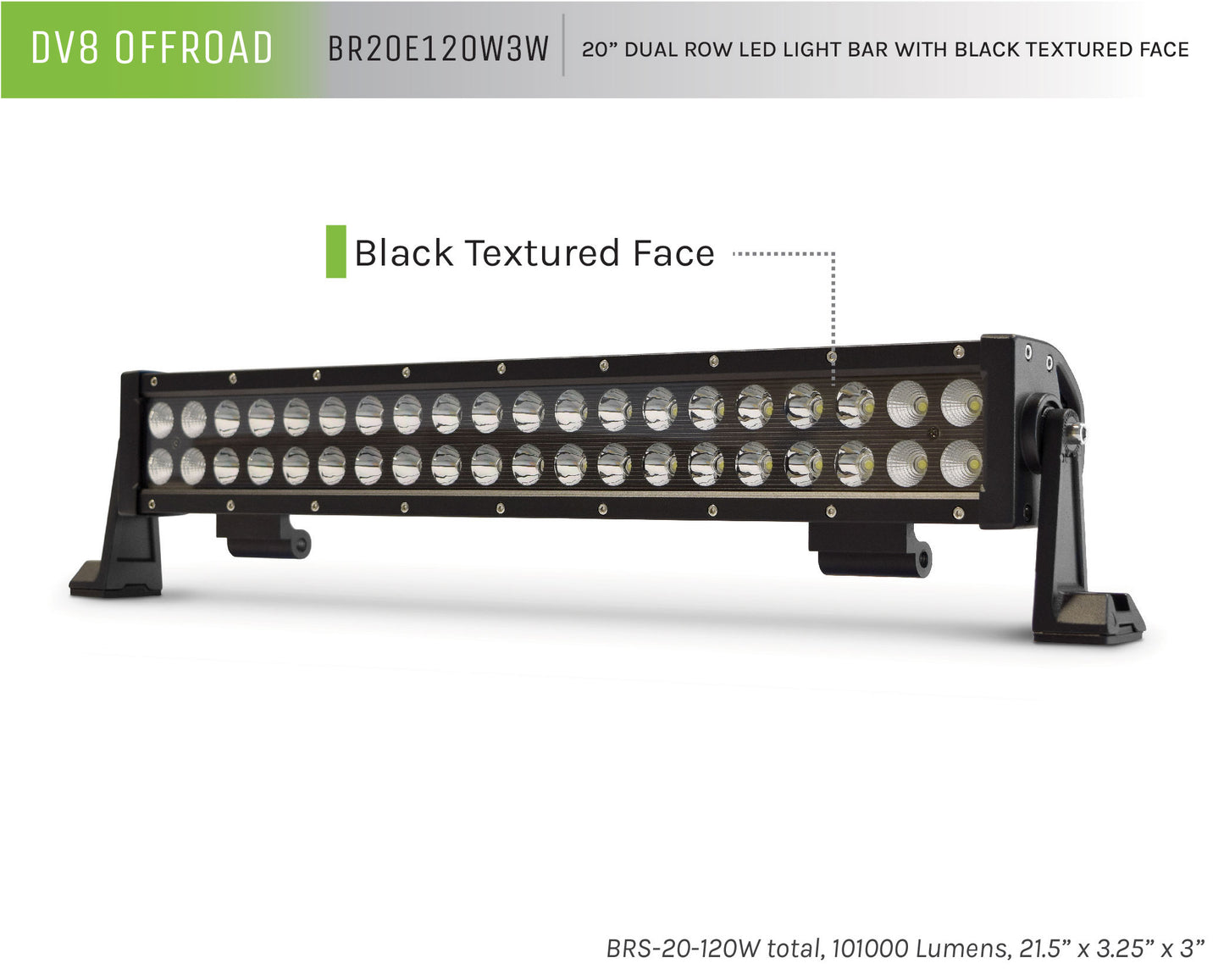 20 in. Dual Row LED Light Bar; Black Face by DV8 Offroad