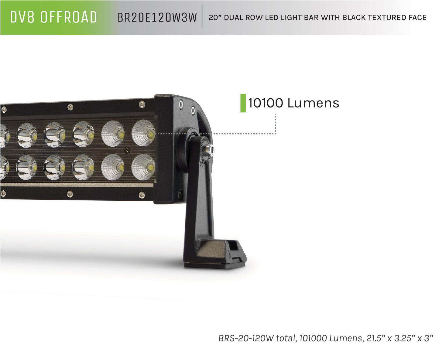 20 in. Dual Row LED Light Bar; Black Face by DV8 Offroad