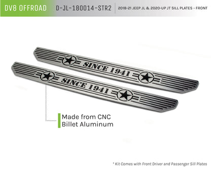 Jeep JL/Gladiator Front Sill Plates with in.Since 1942 in. Logo by DV8 Offroad