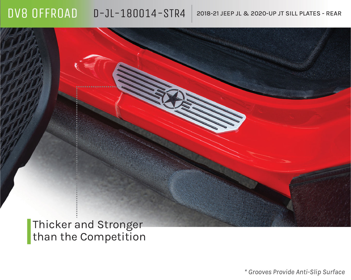2018+ Jeep JL Rear Sill Plates with in.Since 1942 in. Logo by DV8 Offroad