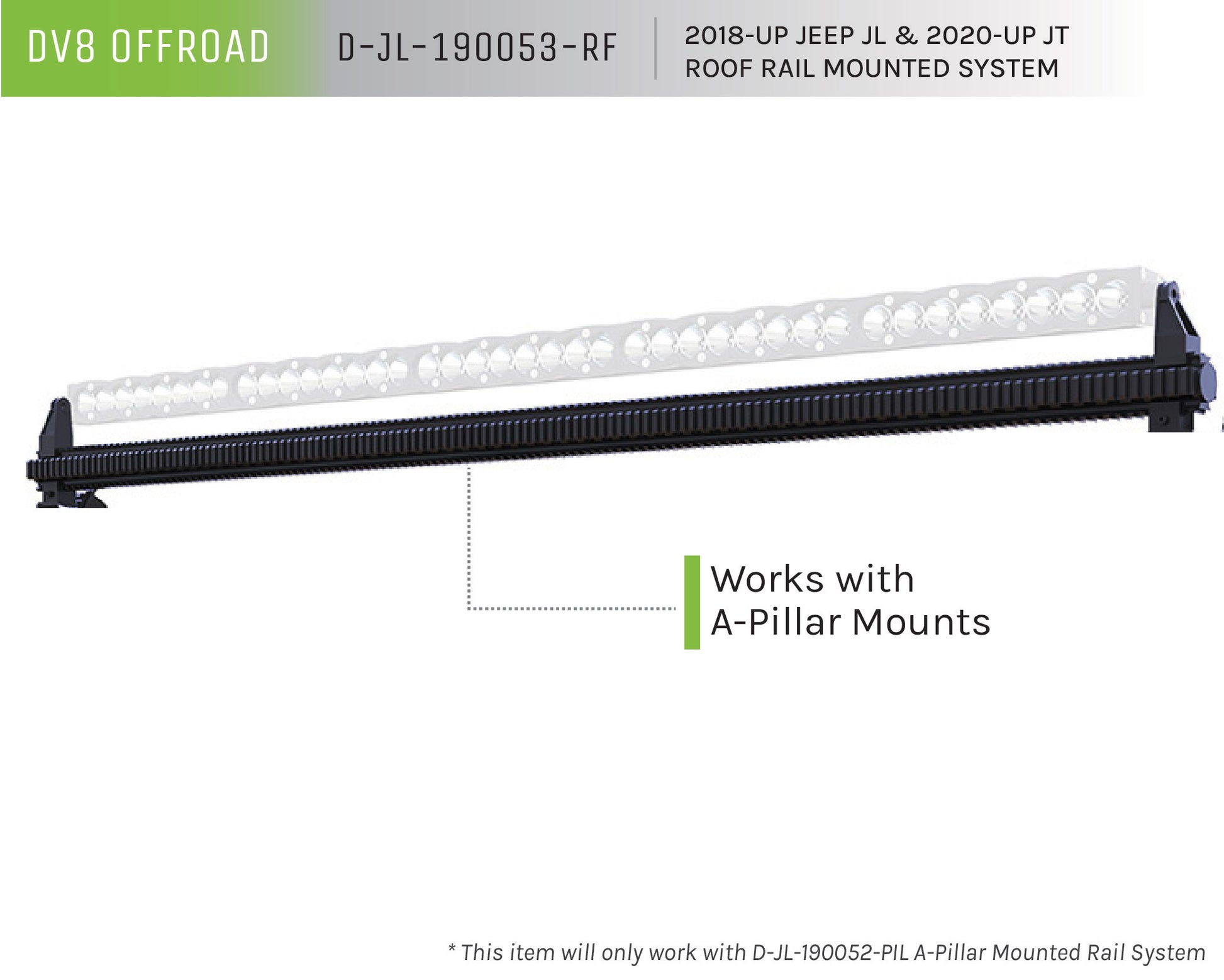18-21 Jeep Wrangler JL Roof Rail Mounted System by DV8 Offroad