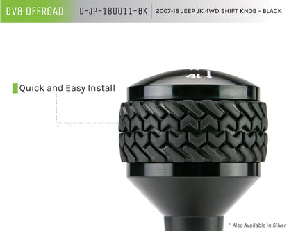 07-18 Jeep JK 4WD Shift Knob; Black by DV8 Offroad