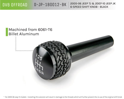 05-06 Jeep TJ/07-10 Jeep JK 6-Speed Shift Knob; Black by DV8 Offroad