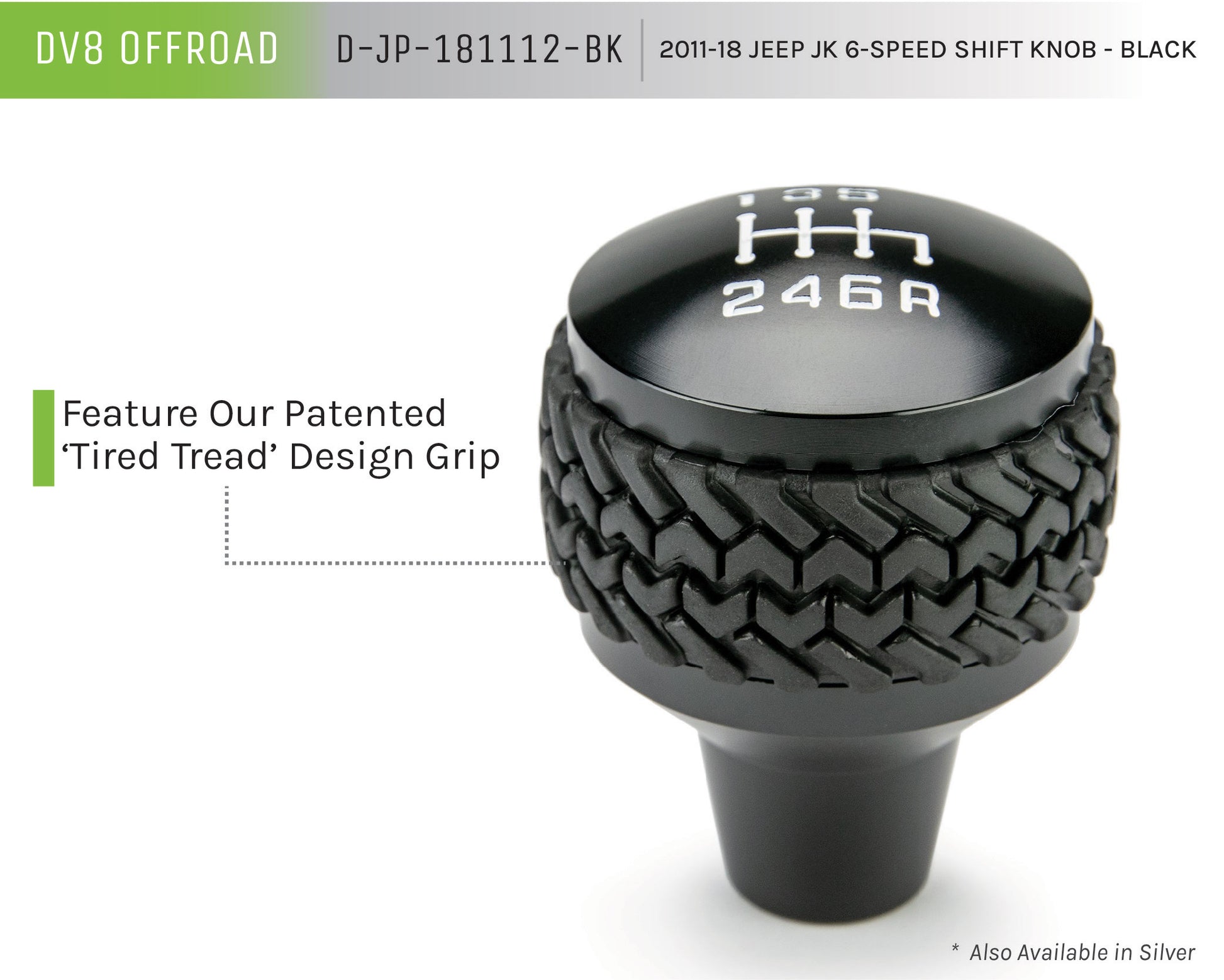 11-18 Jeep JK 6-Speed Shift Knob; Black by DV8 Offroad