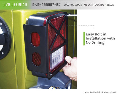 07-18 Jeep JK Tail Lamp Guard; Black; Pair by DV8 Offroad