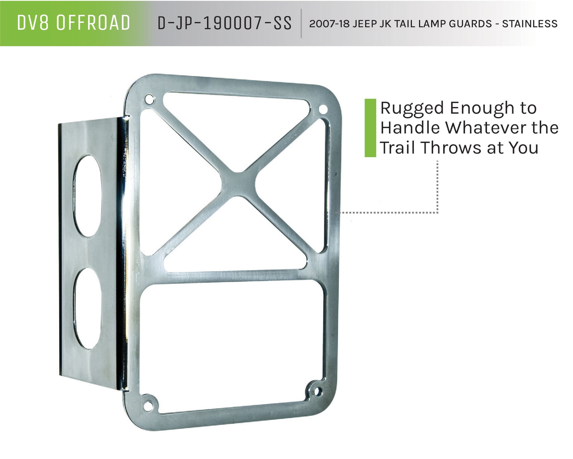 07-18 Jeep JK Tail Lamp Guard; Stainless by DV8 Offroad