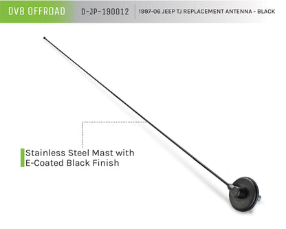 97-06 Jeep TJ Replacement Antenna; Black by DV8 Offroad