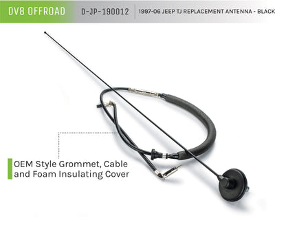 97-06 Jeep TJ Replacement Antenna; Black by DV8 Offroad