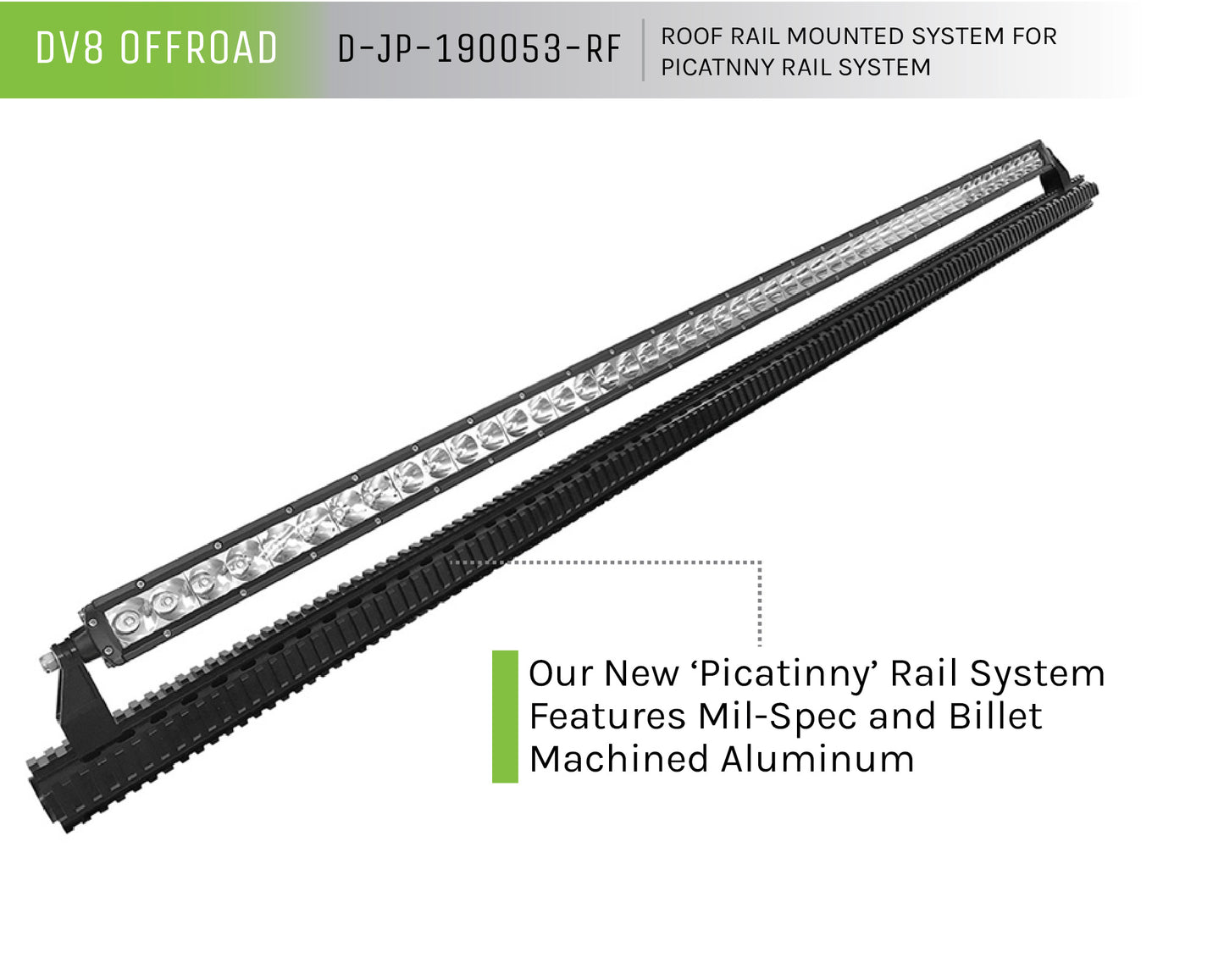 07-18 Jeep Wrangler JK Picatinny Roof Rail Mounted System by DV8 Offroad