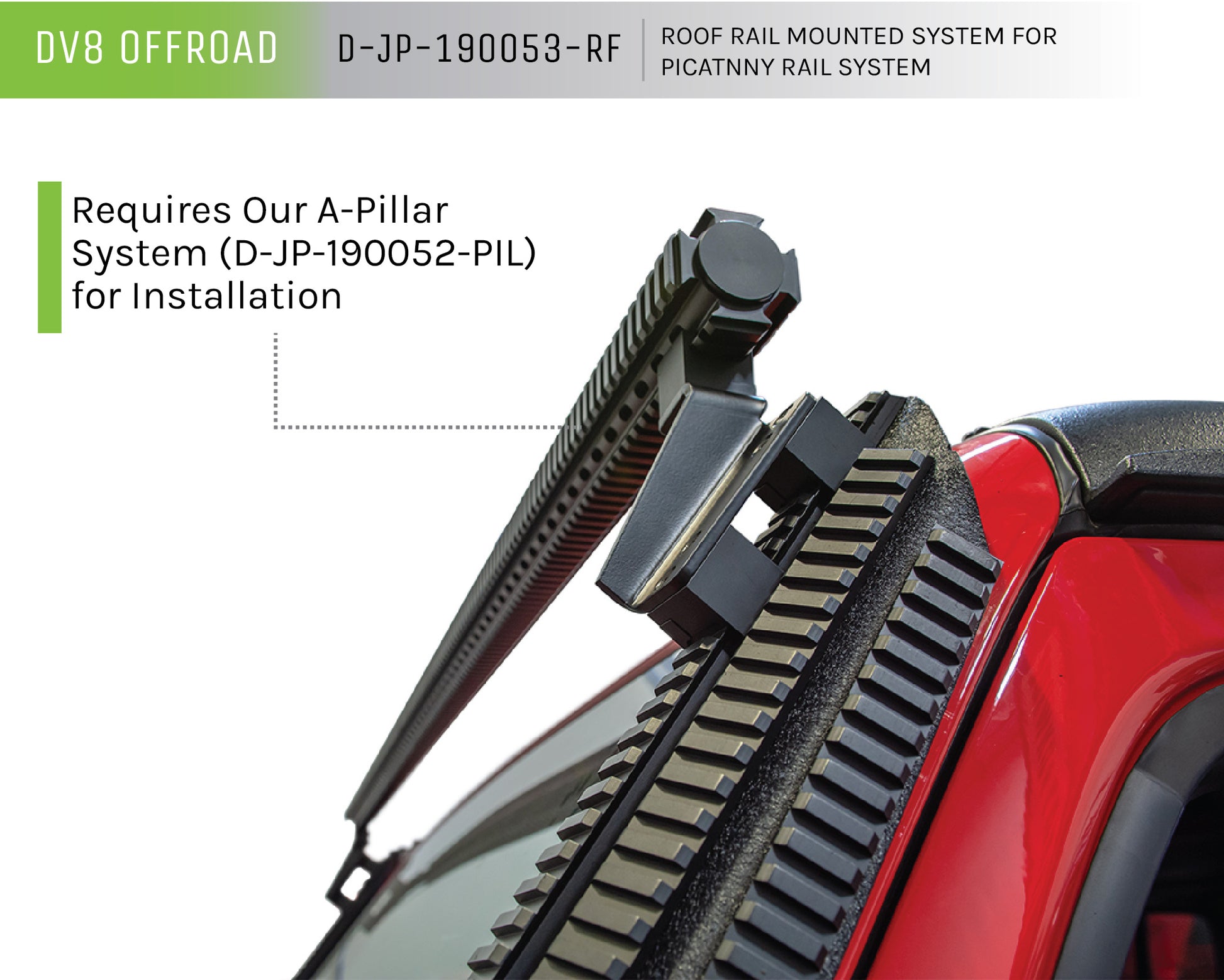 07-18 Jeep Wrangler JK Picatinny Roof Rail Mounted System by DV8 Offroad