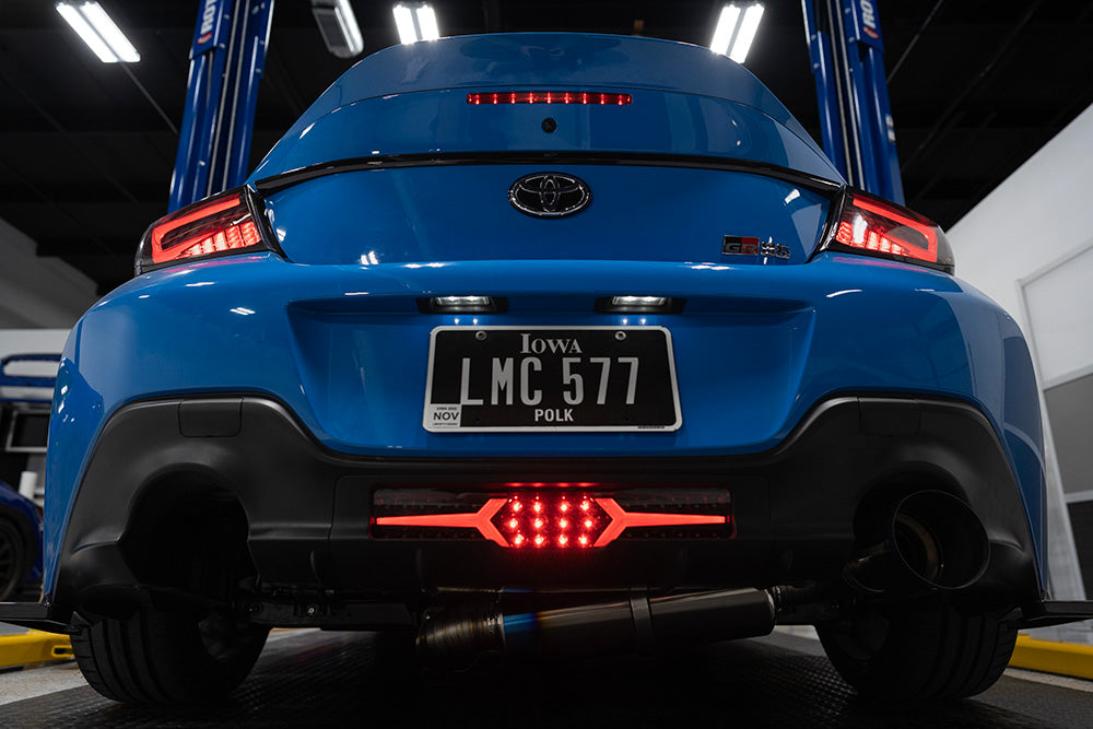 OLM V1 Rear Fog Light (Clear Lens / Black Base / White Bar) - 2022+ BRZ/86 by MYX Automotive