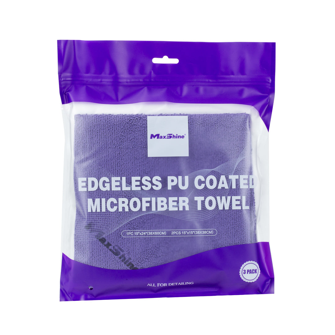 Car Cleaning Towel | 300GSM Edgeless PU Coated Microfiber Towels - 3 Pack | by MaxshineUSA