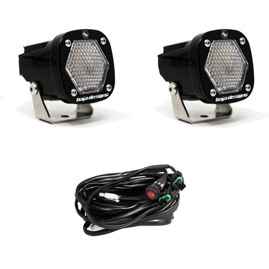 S1 Black LED Light Pod Pair (Work/Scene; Clear) by Baja Designs