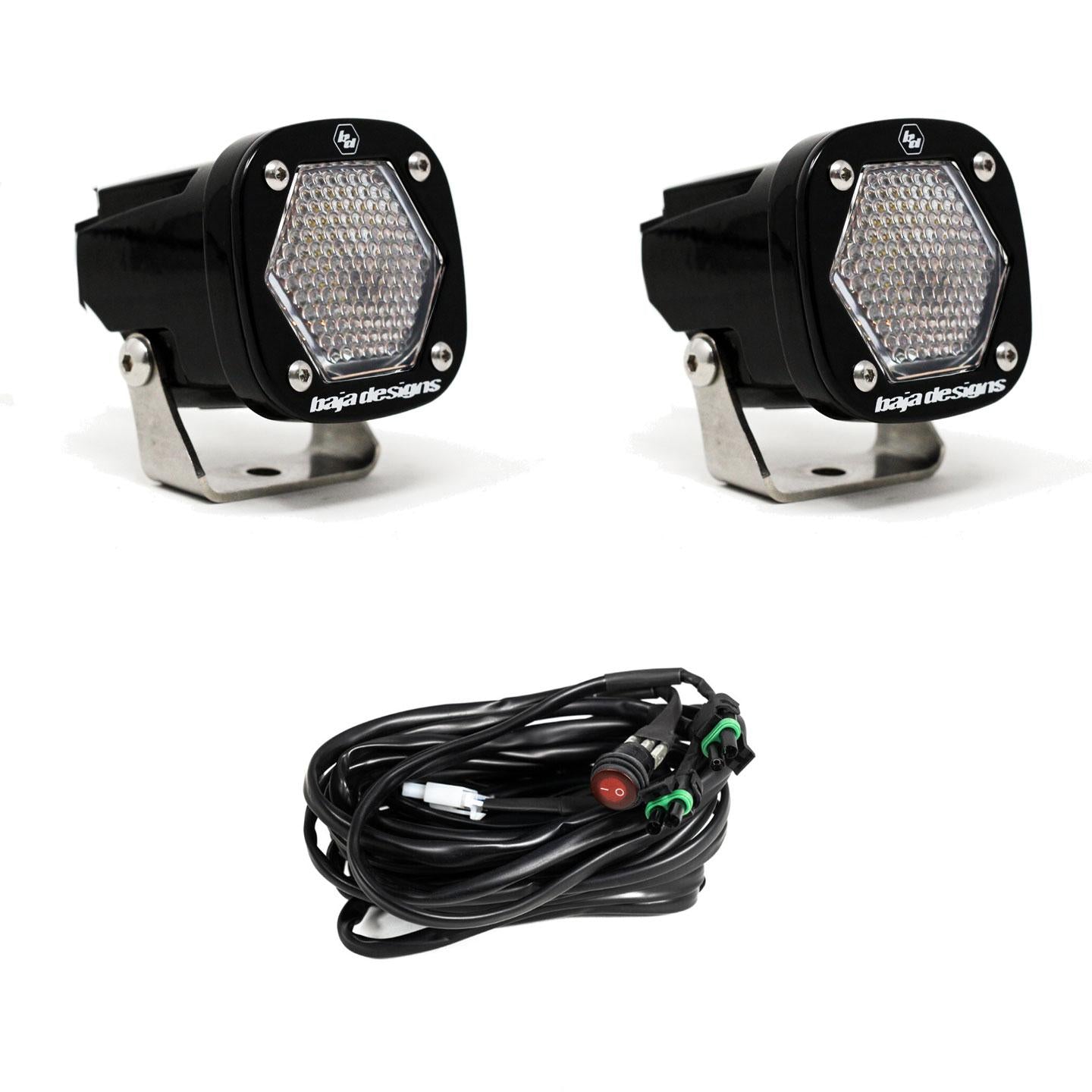 S1 Black LED Light Pod Pair (Work/Scene; Clear) by Baja Designs