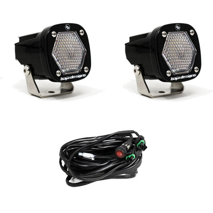 S1 Black LED Light Pod Pair (Work/Scene; Clear) by Baja Designs