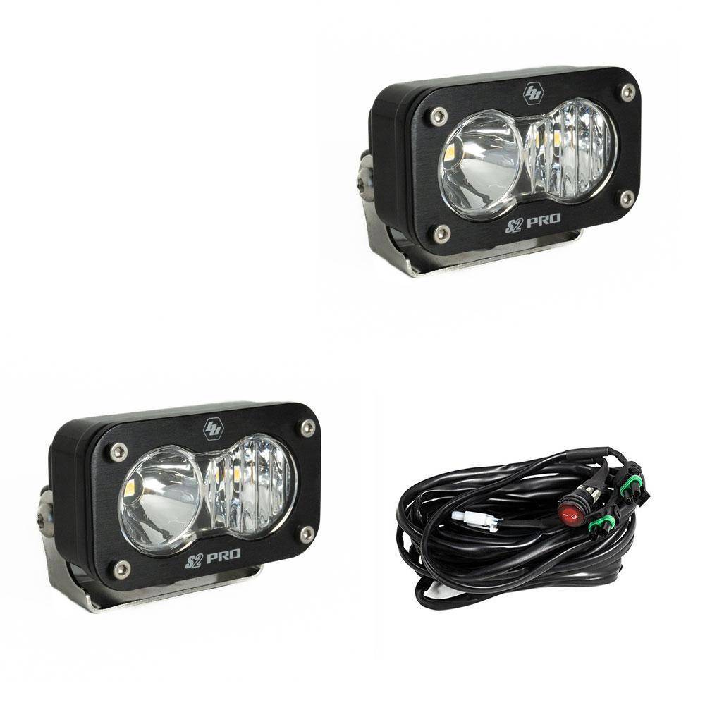 S2 Pro Black LED Light Pod Pair (Driving/Combo; Clear) by Baja Designs