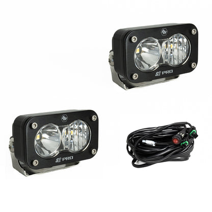 S2 Pro Black LED Light Pod Pair (Driving/Combo; Clear) by Baja Designs