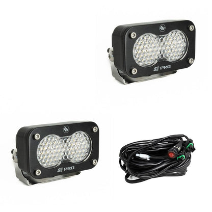 S2 Pro Black LED Light Pod Pair (Work/Scene; Clear) by Baja Designs