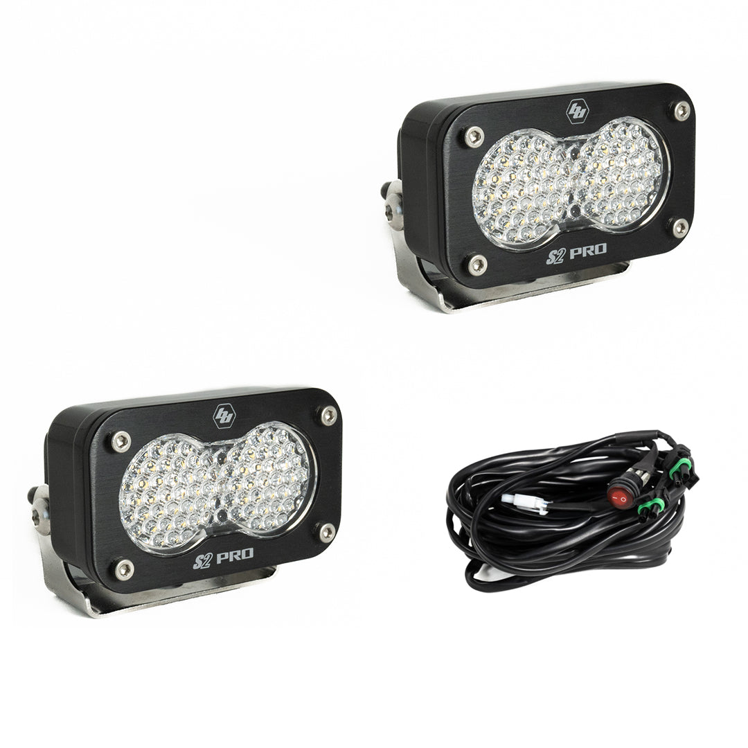 S2 Pro Black LED Light Pod Pair (Work/Scene; Clear) by Baja Designs