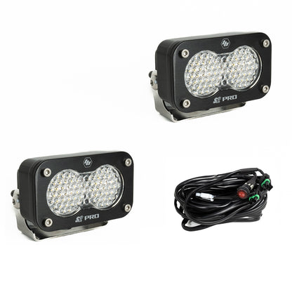 S2 Pro Black LED Light Pod Pair (Work/Scene; Clear) by Baja Designs