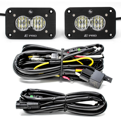 S2 Pro Black Flush Mount LED Light Pod Reverse Kit (Wide Cornering; Clear) by Baja Designs
