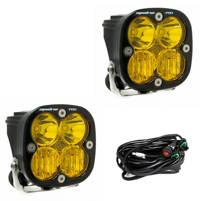 Squadron Pro Black LED Light Pod Pair (Driving/Combo; Baja Amber) by Baja Designs