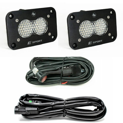 S2 Sport Black Flush Mount LED Light Pod Reverse Kit (Work/Scene; Clear) by Baja Designs