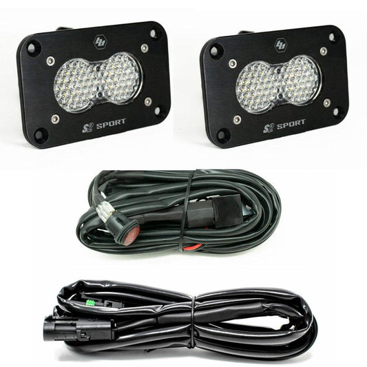 S2 Sport Black Flush Mount LED Light Pod Reverse Kit (Work/Scene; Clear) by Baja Designs
