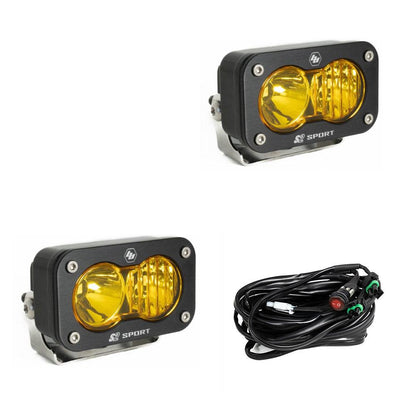 S2 Sport Black LED Light Pod Pair (Driving/Combo; Baja Amber) by Baja Designs