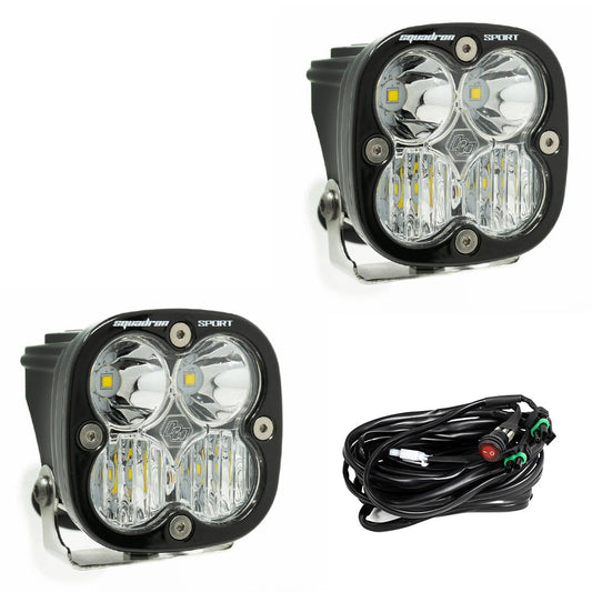 Squadron Sport Black LED Light Pod Pair (Driving/Combo; Clear) by Baja Designs
