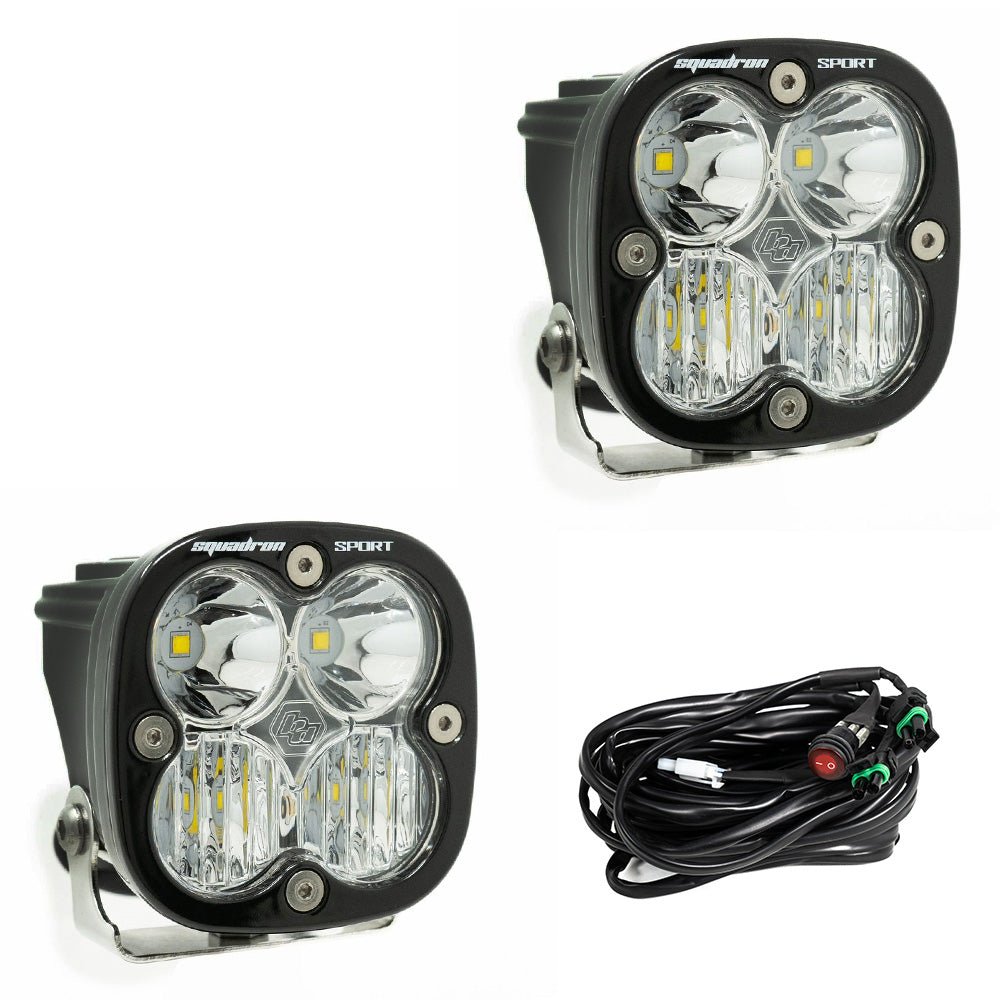 Squadron Sport Black LED Light Pod Pair (Driving/Combo; Clear) by Baja Designs