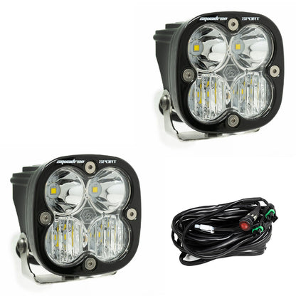 Squadron Sport Black LED Light Pod Pair (Driving/Combo; Clear) by Baja Designs