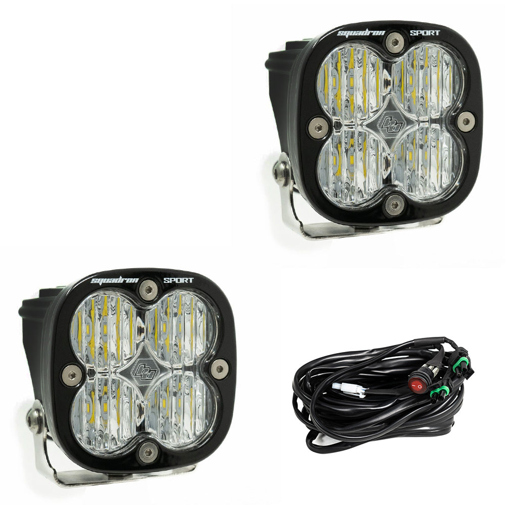 Squadron Sport Black LED Light Pod Pair (Wide Cornering; Clear) by Baja Designs