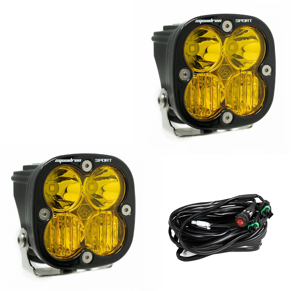 Squadron Sport Black LED Light Pod Pair (Driving/Combo; Baja Amber) by Baja Designs