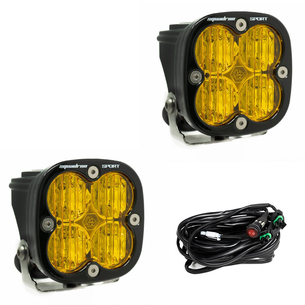 Squadron Sport Black LED Light Pod Pair (Wide Cornering; Baja Amber) by Baja Designs