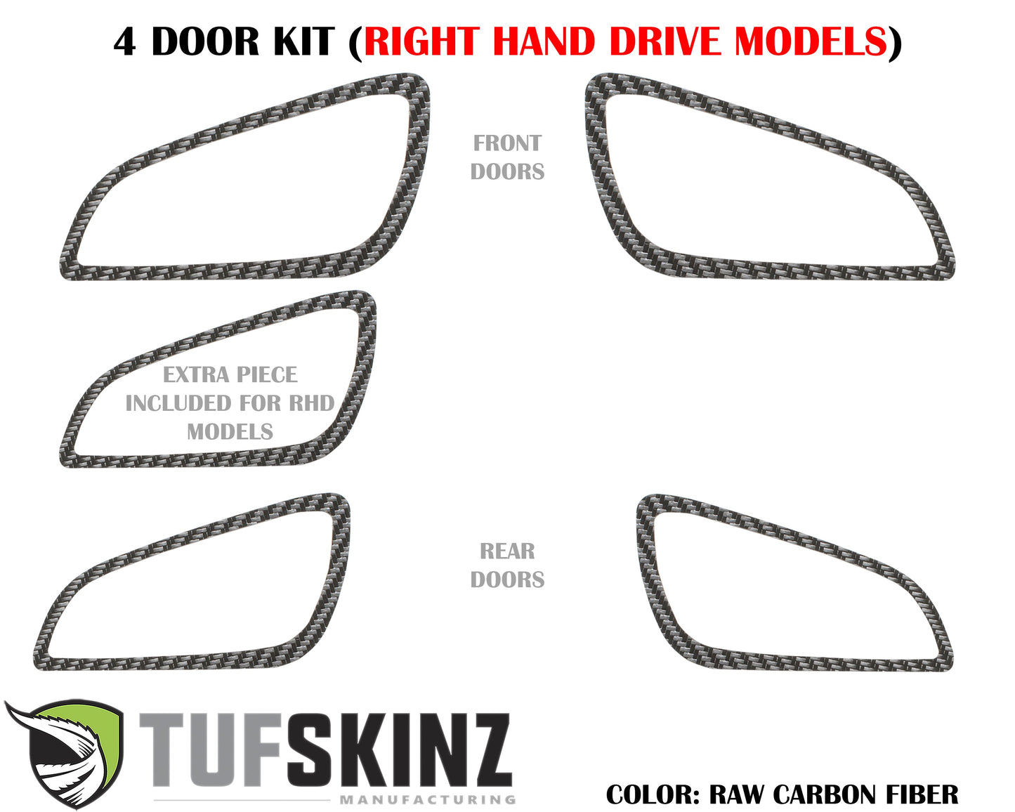 Interior Door Handle Surround Accents Fits 2015-2018 Ford Focus, RS, ST by Tufskinz.com