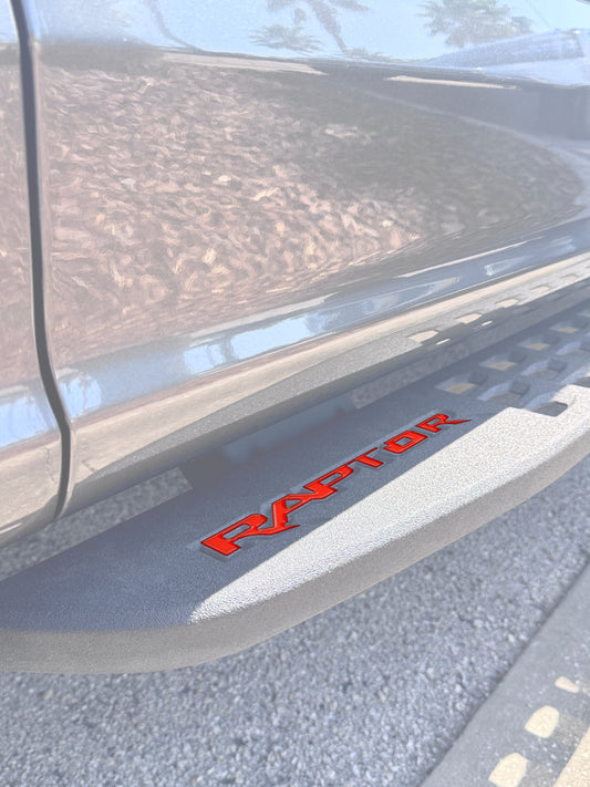 Running Board Emblem Overlays Fits 2017-2024 Ford F-150 Raptor by Tufskinz.com
