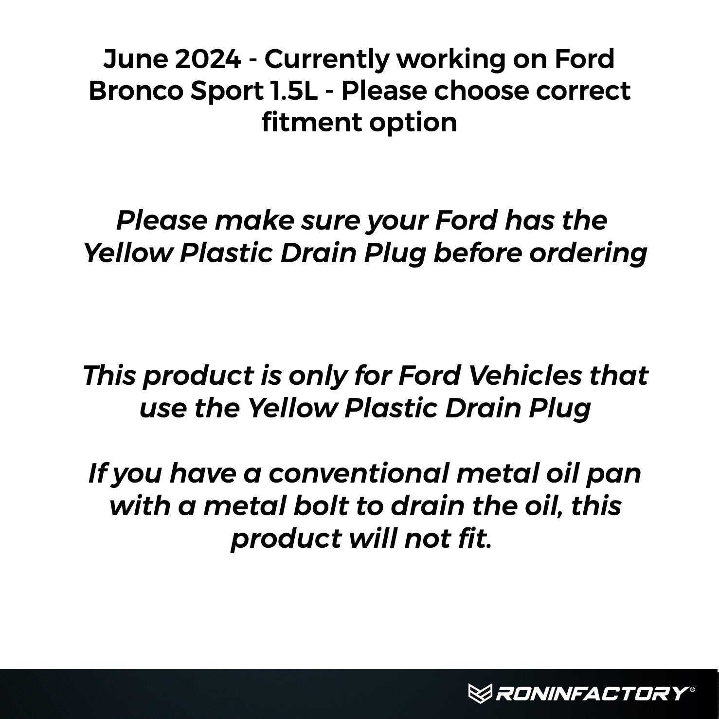 EASY OIL DRAIN FOR FORD by Ronin Factory