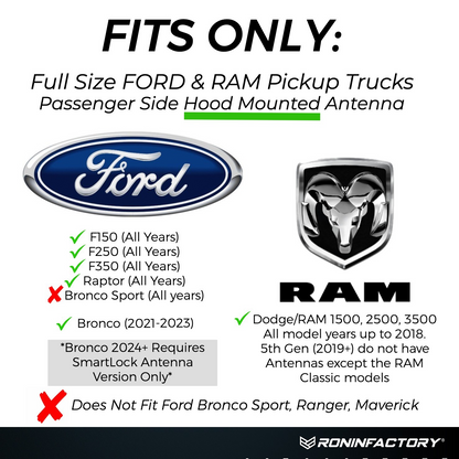 TUFFLOCK® SHORT ANTENNA FOR FORD (4 INCH) by Ronin Factory