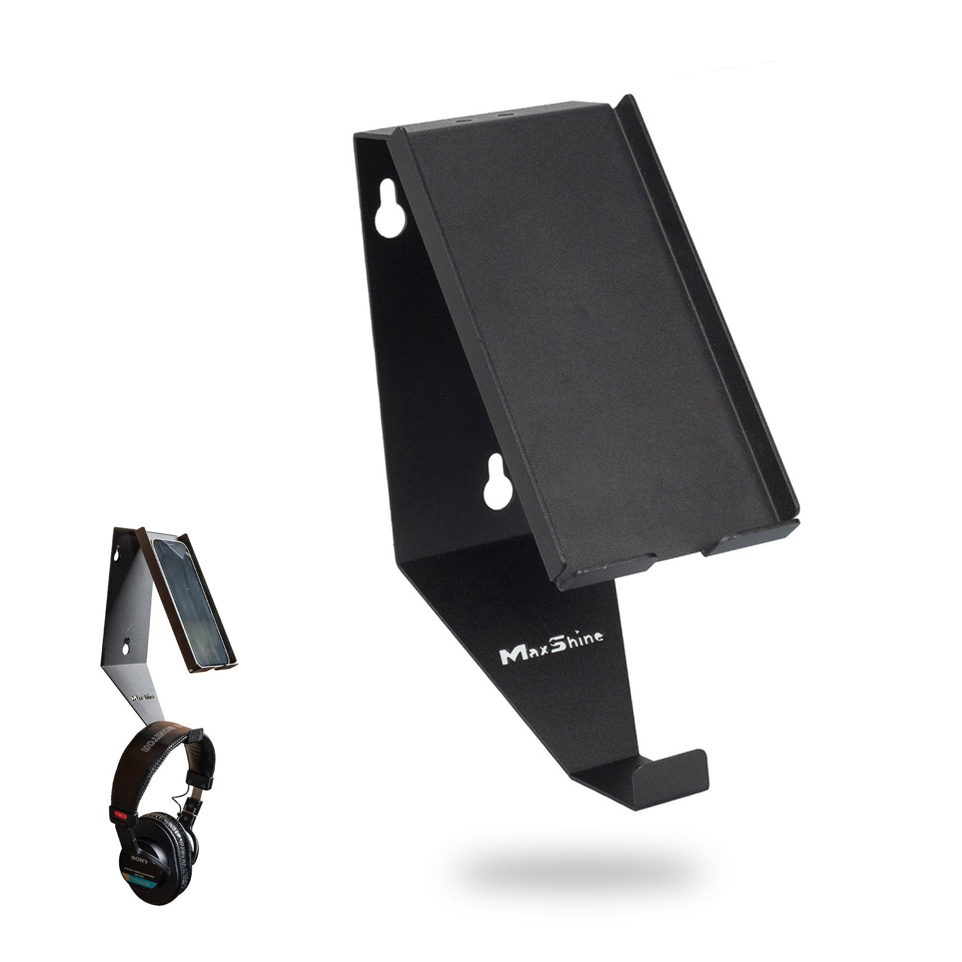 Wall Mount Phone Holder and Headphone Rack by MaxshineUSA