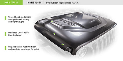 18+ Jeep JL & 20 Jeep JT Hood; Rubicon Replica by DV8 Offroad